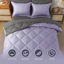 Cosybay Bed in a Bag King Reversible Comforter Sets 7pcs All Season Down Alternative Bedding Sets Lavender and Grey with Comforter, Pillow Shams, Flat Sheet, Fitted Sheet and Pillowcase