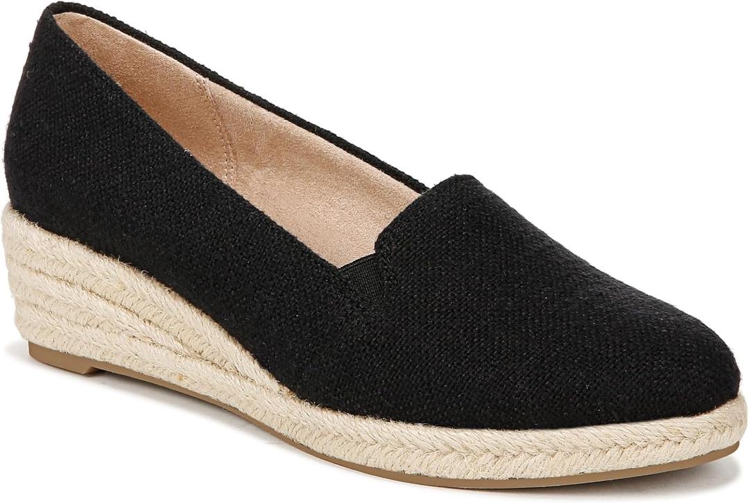 Lifestride Women's Kamilla Wedge Espadrilles (9, Black Linen)