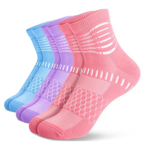 IRAMY Compression Socks for Women Men Coolmax Moisture Wicking Ankle Support Socks Plantar Fasciitis Relief 2 Pairs M