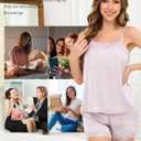 Hellomamma Womens Silk Pajamas Set: Satin Lace Trim Short Sleeve Pj Sets Button Down Pjs 2 Piece Sleepwear Loungewear (L)