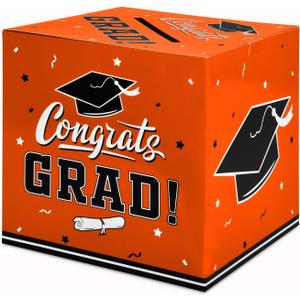 Gatherfun Graduation Party Decorations Grad Card Box for Graduation Party Favors Decor Party Supplies Orange