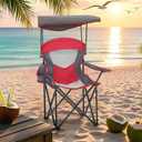 HIGH POINT SPORTS Heavy Duty Canopy Lounge Chair Sunshade Hiking Travel Chair, Foldable Canopy Shade Chair for Outdoor, Camping, Support 350 LBS, 2 Pack, Red, Twin Pack