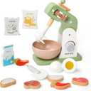 Dorjee Wooden Mixer Set, Mixer Sets for Kids Toddler, Toy Mixer Playset Play Kitchen Accessories Gift for Boys Girls Ages 3+