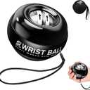 Auto-Start Gyro Ball Wrist Trainer, Gyroscopic Forearm Exerciser for Strengthening Arms, Fingers and Muscles (Pure Black No Light)