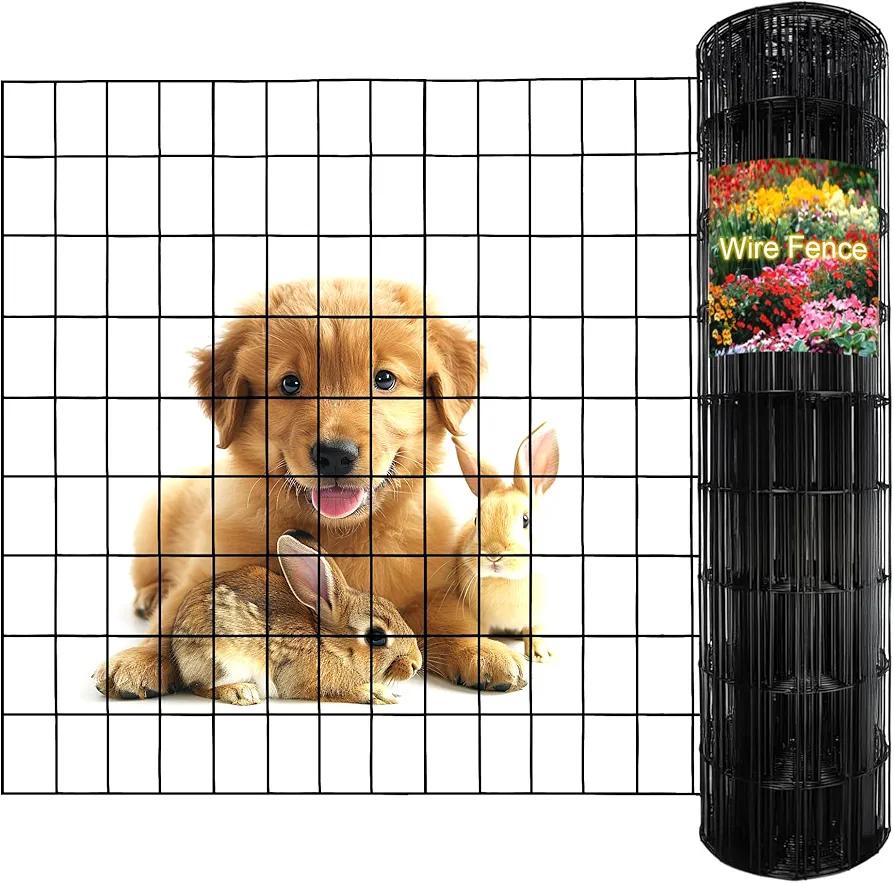 24 Inch x 50 Foot PVC Black Chicken Wire Fencing,Vinyl Fence Rolls,Cattle Panel Fence Mesh,Garden Fencing,2 Inch x 3 Inch 16GA,Wire Fencing for Yard Vegetable Plant Protection Poultry Netting.