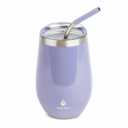 Manna Double Wall Insulated Stainless Steel Stemless Wine Cup Tumbler with Splash-Proof Sliding Lid - 12 Oz