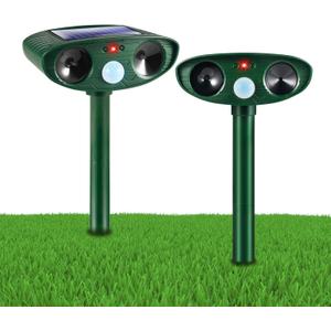 2 Pack Solar Ultrasonic Animal Repeller Outdoor Deer Repellent Devices Waterproof Motion Activated Animal Deterrent Device to Scare Cat Dog Squirrel Rabbit Raccoon Skunk out of Yard Garden Lawn, Green