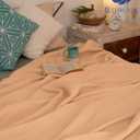 100% Cotton Beige Waffle Weave Lightweight Blanket Twin Soft, Breathable, and Cozy Bed Blanket for All Seasons