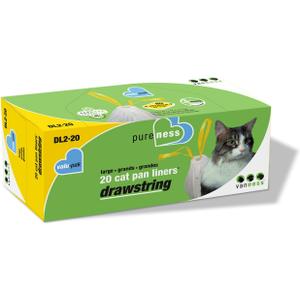 Van Ness Pets Drawstring Cat Litter Box Liners, Unscented, Large Size, 36 x 18, 20 Count