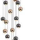 ykolupty Chandeliers for Dining Room Flush Mount Dimmable Round Ceiling Light for Living Room 15 Lights Crystal Raindrop Chandelier D24''xH118'', Ball 15-light