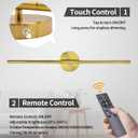 Wireless Wall Sconces Set of 2 20Inch Battery Operated Wall Lights with Remote Control360Rotate Dimmable led Wall Lamps for Living Room and Bedroom (Gold)