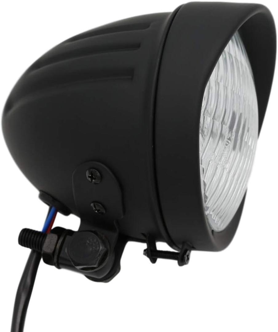 FATECIM 4.5" Motorcycle Headlight Aluminum Visor Bullet Black Head Light Lamp for Harley Sportster XL Dyna Softail Bobber