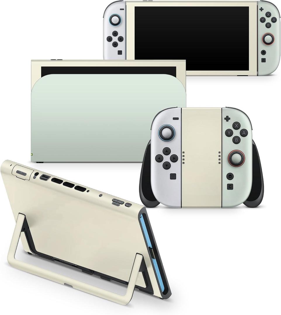 Tacky Design Classic colorwave Skin Compatible with Nintendo Switch 2 Skin Wrap Cover, Color Blocking wrap for Switch 2 Cover, Premium 3M Vinyl (Pastel Green & Cream, Switch 2)
