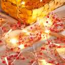 VERY100 Christmas Garland with Lights Festival Lighted Berry Beaded Garland Christmas Decorations for Indoor Home Mantel Fireplace Holiday Party Decor (Red, 16.6FT)