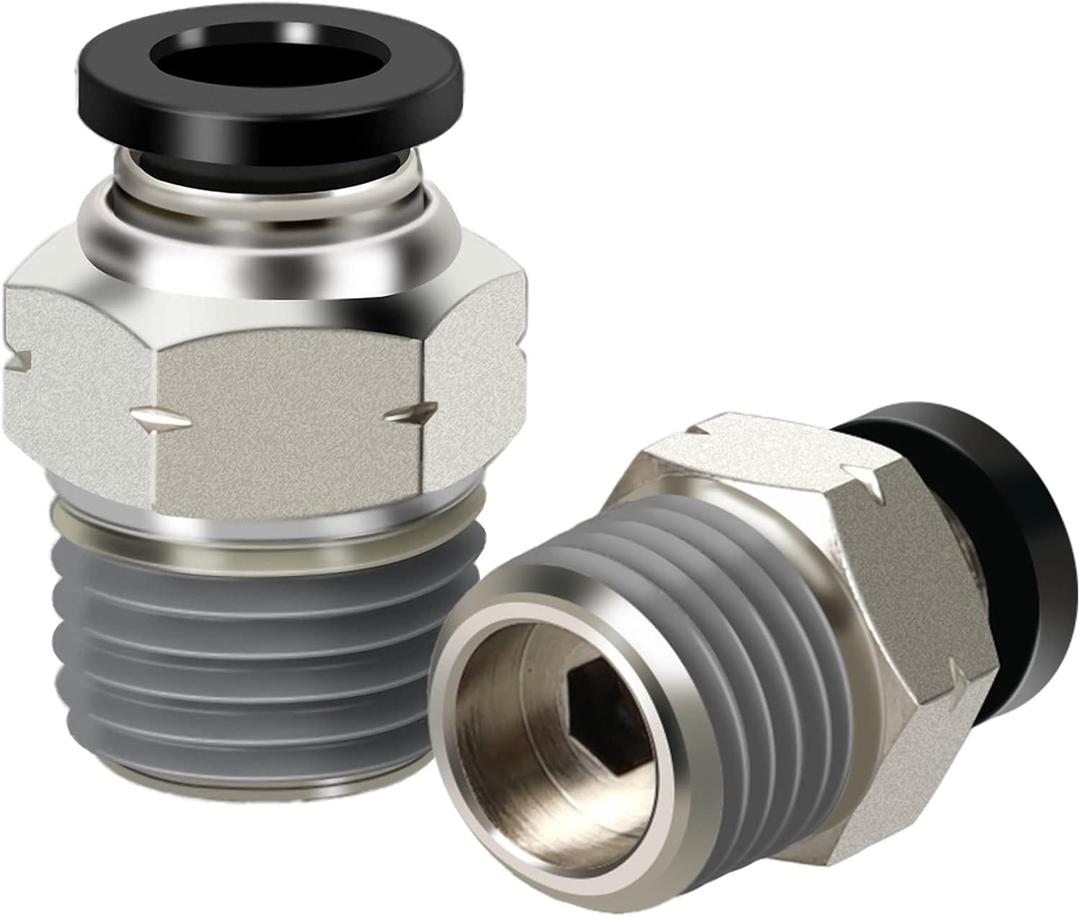 4 x Pneumatic Male Straight 1/4 Inch Tube OD x 1/4" NPT Push to Connect Fittings Mode PC1/4xN02(Pack of 10)