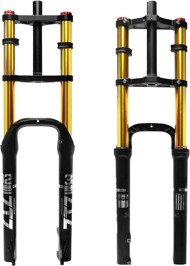 20/26 inch 4.0 Fat Tire Bike Air Suspension Fork - 180mm Travel, 135mm Hub Spacing, QR 9mm, Double Crown Shock Absorber Fork for MTB Fat Snow Beach E-Bike