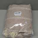 Boho Blackout Curtains 63 Inches Long Beige Linen Blend 2 Panels with Tassels and Cotton Embroidery, Farmhouse Vintage Rustic Rod Pocket Drapes for Living Room or Bedroom