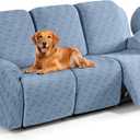 TAOCOCO Recliner Sofa Covers Stretch Reclining Couch Cover, Jacquard Recliner Couch Cover for 3 Seat Furniture Protector Sofa Slipcovers with Elastic Bottom for Kids, Pets (Light Blue)