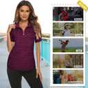 Koscacy Women's Quarter Zip Polo Shirts Short Sleeve Quick Dry Golf Tennis Athletic Tops (Purple, S)