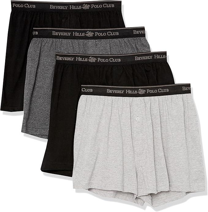 Beverly Hills Polo Club Men's 4 Pack Comfort Knit Boxer Vibrant XL