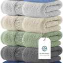 White Classic Luxury Multicolor Hand Towels - Soft 100% Turkish Cotton | Highly Absorbent Hotel spa Bathroom Towel Collection | 16x30 Inch | Set of 6