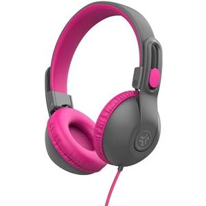 JLab JBuddies Studio 2 On-Ear Kids Wired Headphones, Grey/Pink, Toddler Headphones, Kid Safe, Studio Volume Safe, Volume Limiter, Folding, Adjustable, Noise Isolation, with Mic