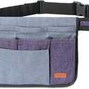 Garden Tool Belt for Men & Women, Denim Wide Adjustable 5-Pocket Waist Tool Apron - Heavy Duty Tool Pouch for Gardening, DIY, Carpenter, Woodworking, Painting, Seamstress, and Crafts (Purple)