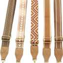 Adjustable Purse Strap with Brown Leather End - 1.5" Wide Handbags, Camera, Guitar, Phone & Crossbody Bag Replacement Shoulder Straps(Gold Hardware)