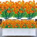 Outdoor Fake Artificial Flowers,8 Bundles UV Resistant Plastic Flowers for Outside,Faux Flower for Outdoors Home Dcor(Orange Red)