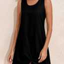 Herseas Women Swimsuit Cover Up Textured Short Sleeveless Mini Dress Beach 2025 Summer Twisted Hem Bathing Suit Coverup (Black, S)