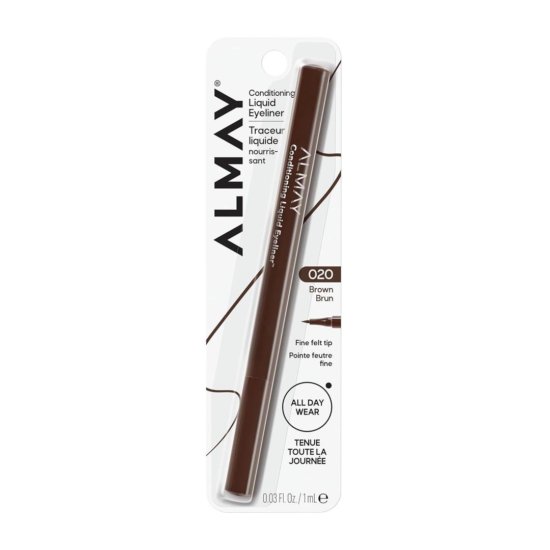 Almay Conditioning Liquid Eyeliner, Longwearing, Waterproof, Hydrating, 20 Brown, 0.03 fl oz