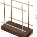 MyGift Napkin Holders for Table & Kitchen, Brass-Tone Wire Metal Napkin Dispenser with Wood Base, Modern Farmhouse Tabletop Dining Decor for Home/Cafe/Restaurant