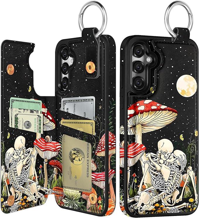 Shorogyt for Samsung Galaxy S25 Plus Wallet Case - Cute Fashion Mogu Skull Design with Card Holder Kickstand for Magnetic Clasp Back Flip Folio Leather Phone Cases for Wome Girls Men