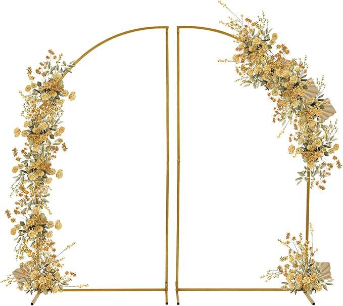 Gold Metal Arch Backdrop Stand, 6FT Set of 2 Wedding Arch Stand Backdrop, Arched Frame Plant Stand for Wedding Ceremony Birthday Party Photo Background Decoration