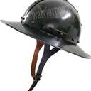 Metal Medieval Kettle Hat Black Finish Helmet With Leather Liner