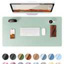 YSAGi Leather Desk Protector, Office Mat, Large Mouse Mat, Non-Slip PU Leather Blotter, Laptop Desk Pad, Waterproof Writing Pad for Office and Home (Pale Green, 31.6" x 16.8")