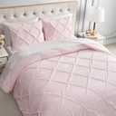 Juicy Couture Kiss Pleat Plush Micromink Light Pink Full/Queen Comforter Set - Cozy 3 Piece Bedding Ensemble