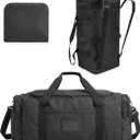 BAGSAMRT 60L Foldable Duffle Bag for Travel, Large Travel Duffel Bag for Men, 4 in 1 Travel Backpack, Carry on Weekender Bag, Black