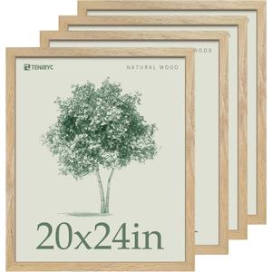 20x24 Picture Frame 4 Pack, Textured Natural Solid Wood Poster Frame, Wall Gallery Photo Frame