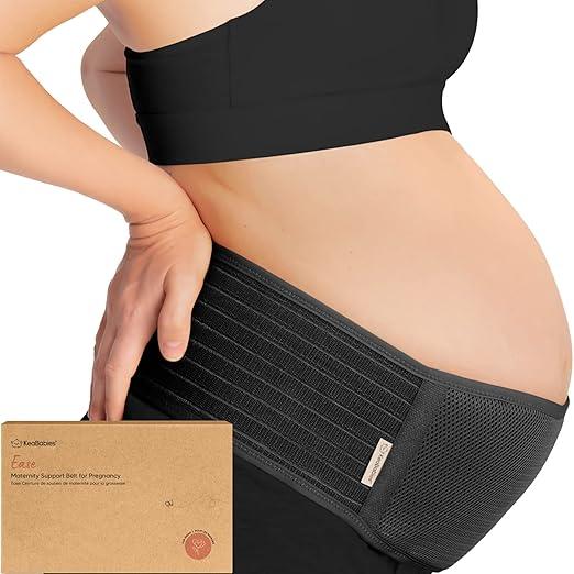 KeaBabies Maternity Belly Bands for Pregnant Women  1Pack, Soft & Breathable Pregnancy Belly Support Band, Easy Adjustable Maternity Belt for Back, Pelvic Support, Comfortable (Midnight Black, M/L)