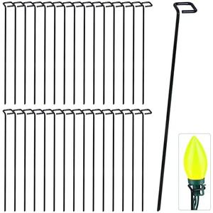 Bylion 30 Pack Metal Christmas Light Stakes - Outdoor Light Stakes - 9.8 Inch Christmas Yard Stakes for C7 C9 Universal Yard Lawn Stakes for Holiday Lights Use on Garden Lawn Patio Path Walkway