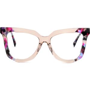 Zeelool Blue Light Blocking Glasses, Acetate Frame Glasses for Women with Clear Lens Anti Eyestrain & UV ZJGA269329 (Champagne)