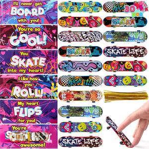 JOYIN 30 Packs Valentine's Day Mini Finger Skateboards with Cards, Classroom Exchange Gift for Kids, Kids Toys Party Favor, Classroom and Holiday Reward Prizes