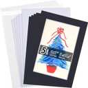 Acid Free 5 Pack 5x7 Pre-Cut Mat Board Show Kit for 4x6 Photos, Prints or Artworks, 5 Core Bevel Cut Matts and 5 Backing Boards and 5 Crystal Plastic Bags, Black