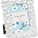 Laura Ashley 2x3 White Flower Textured Hand-Crafted Resin Picture Frame w/Easel & Hook for Tabletop & Wall Display, Decorative Floral Design Home Dcor, Photo Gallery, Art (2x3, White)