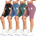 FULLSOFT 4 Pack Biker Shorts for Women with Pockets  8" High Waisted Tummy Control Workout Yoga Running Shorts (XX-Large-3X-Large, 4 Pack Black/Pink/Ins Green/Blue)