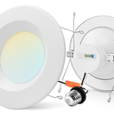 LUXRITE 6 Inch Ultra Thin LED Recessed Lighting, 14W, 5 Color Selectable 2700K | 3000K | 3500K | 4000K | 5000K, CRI 90, 1150 Lumens, Dimmable LED Wafer Lights, Wet Rated, UL Listed, Baffle Trim