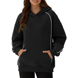 ZAFUL Women's Seam Oversized Hoodies Fleece Comfy Sweatshirts Fall Fashion Casual Pullover Tops 2025 Winter Clothes, XL