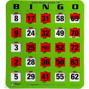 Regal Bingo - Shutter Slide Bingo Cards Only - 8 x 9 - 5-Ply Green Cardstock - Easy to Read - No Duplicates - Red Sliding Windows - Perfect for Large Groups, Bulk Purchasing