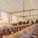 4 Panels 5ftx30ft Beige Ceiling Drapes for Wedding Parties, 60"W x 360"L